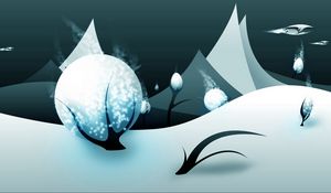 Preview wallpaper winter, snow, trees, com, wind