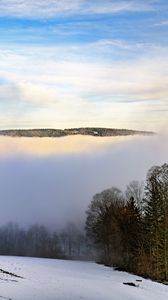 Preview wallpaper winter, trees, fog, sky, clouds, nature