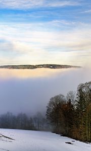 Preview wallpaper winter, trees, fog, sky, clouds, nature