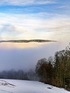 Preview wallpaper winter, trees, fog, sky, clouds, nature