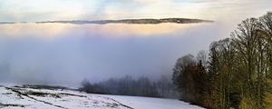 Preview wallpaper winter, trees, fog, sky, clouds, nature