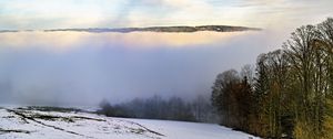 Preview wallpaper winter, trees, fog, sky, clouds, nature