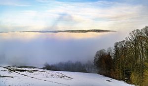 Preview wallpaper winter, trees, fog, sky, clouds, nature