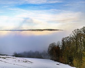 Preview wallpaper winter, trees, fog, sky, clouds, nature