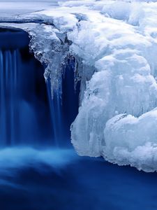 Preview wallpaper winter, waterfall, river, nature