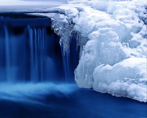 Preview wallpaper winter, waterfall, river, nature