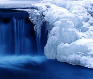 Preview wallpaper winter, waterfall, river, nature