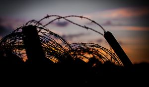 Preview wallpaper wire, silhouettes, evening, blur