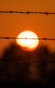 Preview wallpaper wire, sun, sunset, dark