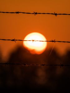 Preview wallpaper wire, sun, sunset, dark