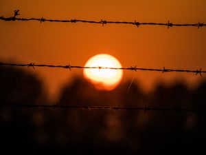 Preview wallpaper wire, sun, sunset, dark