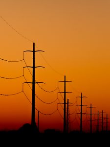 Preview wallpaper wires, poles, evening, dark