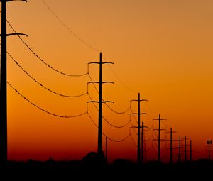 Preview wallpaper wires, poles, evening, dark