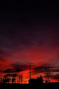 Preview wallpaper wires, poles, silhouettes, dark, sky
