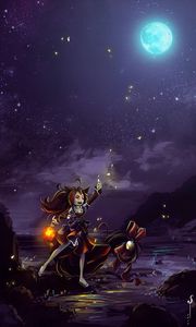 Preview wallpaper witch, magic, night, art