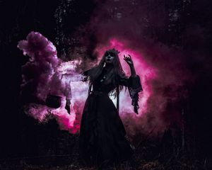 Preview wallpaper witch, magic, smoke, swamp, dark, purple