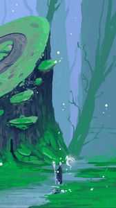 Preview wallpaper witcher, magic, tree stump, forest, art