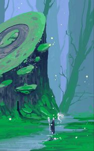 Preview wallpaper witcher, magic, tree stump, forest, art