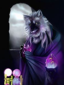 Preview wallpaper wolf, alchemist, art, crystals, magic