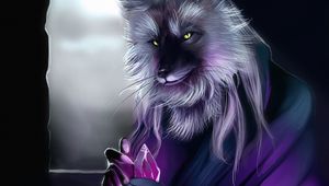 Preview wallpaper wolf, alchemist, art, crystals, magic