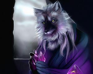 Preview wallpaper wolf, alchemist, art, crystals, magic