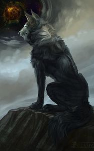 Preview wallpaper wolf, art, fantasy, predator, beast