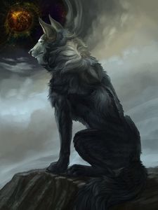 Preview wallpaper wolf, art, fantasy, predator, beast