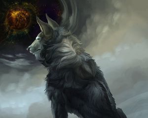 Preview wallpaper wolf, art, fantasy, predator, beast