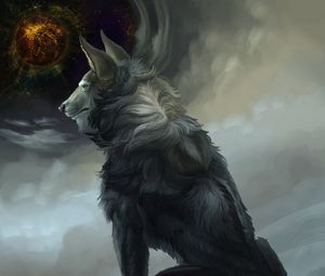 Preview wallpaper wolf, art, fantasy, predator, beast