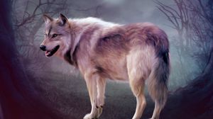 Preview wallpaper wolf, art, forest, predator