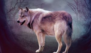 Preview wallpaper wolf, art, forest, predator