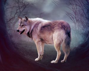 Preview wallpaper wolf, art, forest, predator