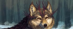 Preview wallpaper wolf, art, muzzle, fabulous, fantastic