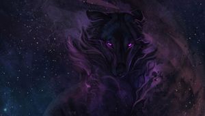 Preview wallpaper wolf, art, night, dark