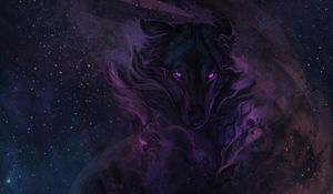 Preview wallpaper wolf, art, night, dark