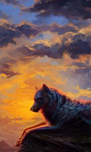 Preview wallpaper wolf, art, sunset, predator