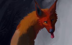 Preview wallpaper wolf, brown, protruding tongue, animal, art