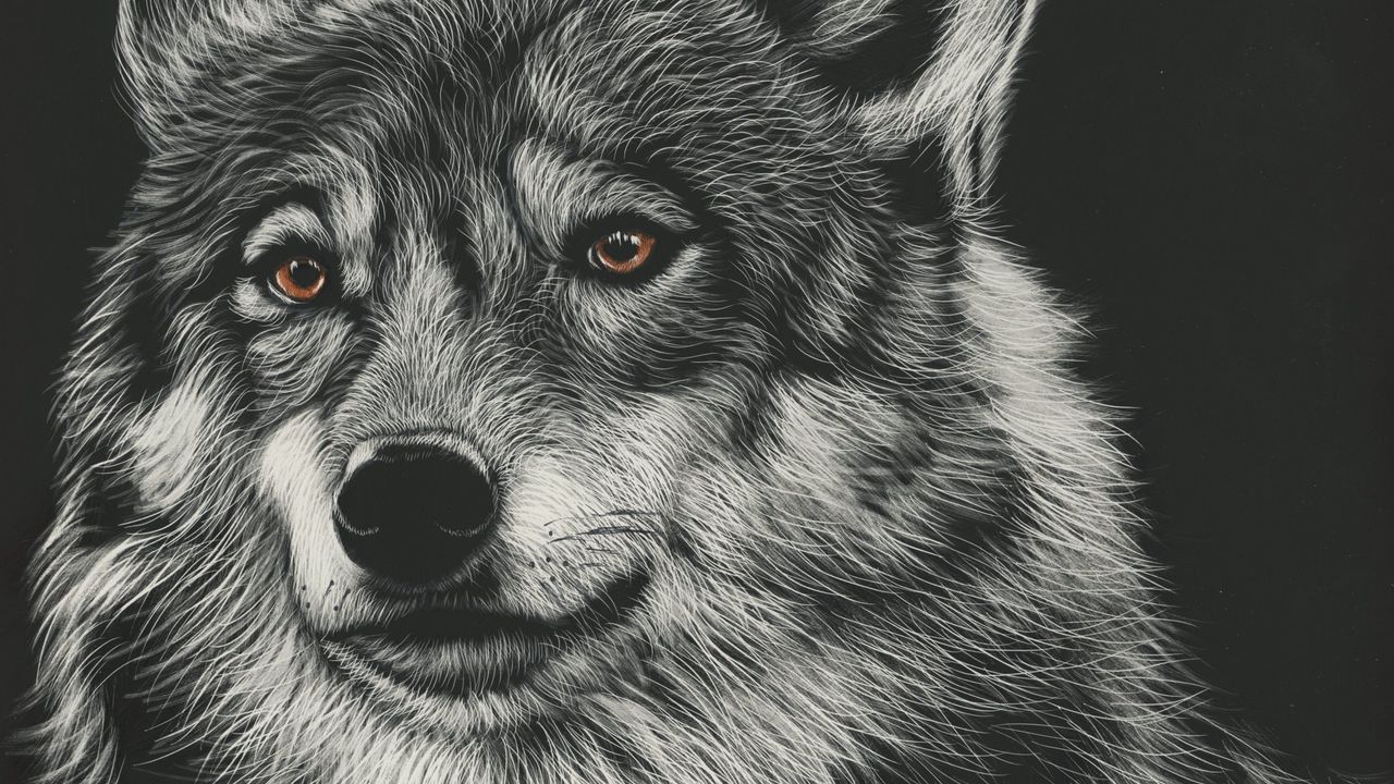 Wallpaper wolf, drawing, art, predator, head