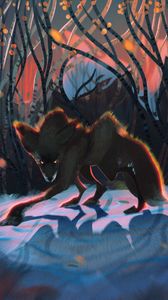 Preview wallpaper wolf, glance, aggression, beast, art