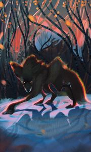 Preview wallpaper wolf, glance, aggression, beast, art