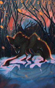 Preview wallpaper wolf, glance, aggression, beast, art