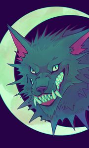 Preview wallpaper wolf, grin, aggression, art