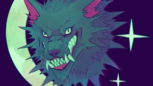 Preview wallpaper wolf, grin, aggression, art