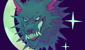 Preview wallpaper wolf, grin, aggression, art