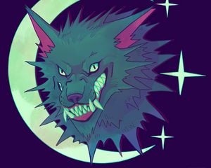 Preview wallpaper wolf, grin, aggression, art