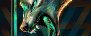 Preview wallpaper wolf, grin, aggression, illusion, art