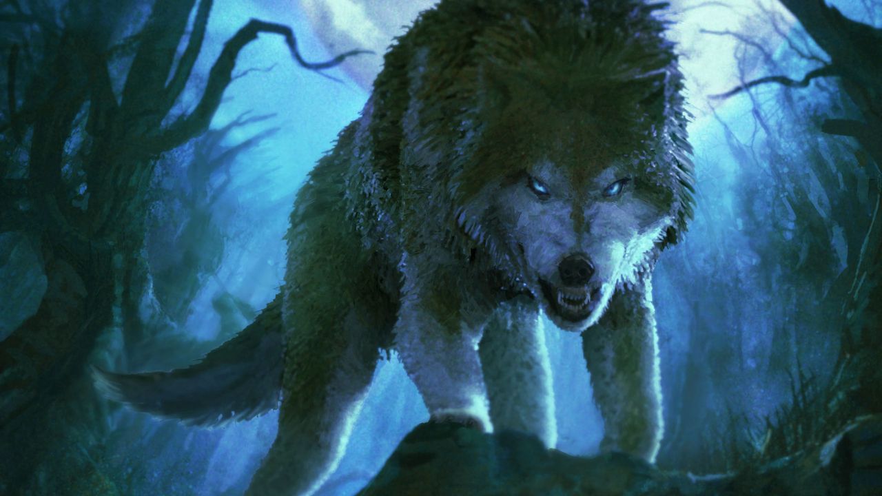 Wallpaper wolf, grin, aggressive, predator, art
