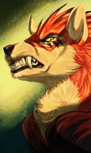 Preview wallpaper wolf, grin, animal, fantastic, art
