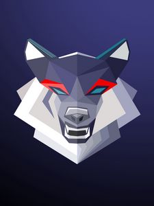 Preview wallpaper wolf, grin, art, geometric, minimalism