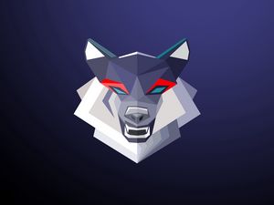 Preview wallpaper wolf, grin, art, geometric, minimalism